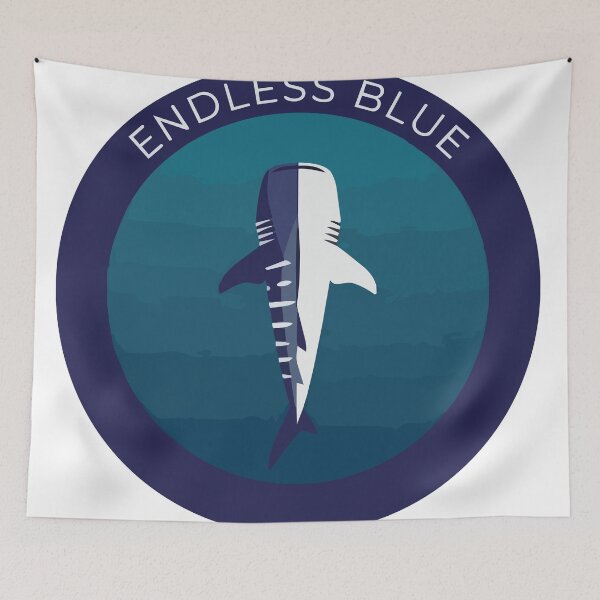 Item preview, Minimalist Endless Blue Whale Shark Geometric Porthole designed and sold by Arc2020.