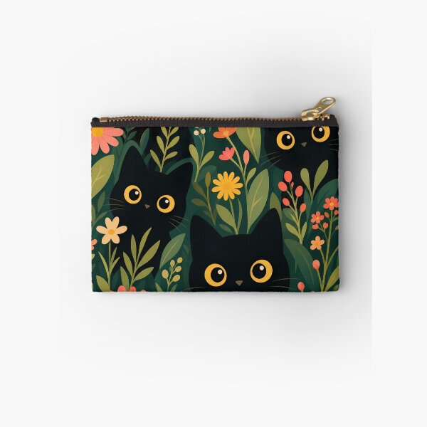 Item preview, Black Cats and Flowers Pattern designed and sold by PurrfectHome.