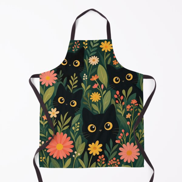 Item preview, Black Cats and Flowers Pattern designed and sold by PurrfectHome.