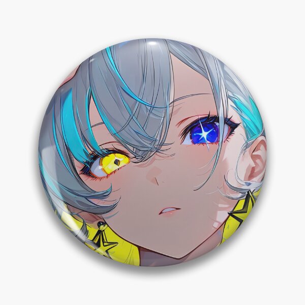 Artikelvorschau, Strahlendes Anime-Mädchen mit Heterochromie, Sternohrringen und Neon-Highlights entworfen und verkauft von Sergii Davydenko.