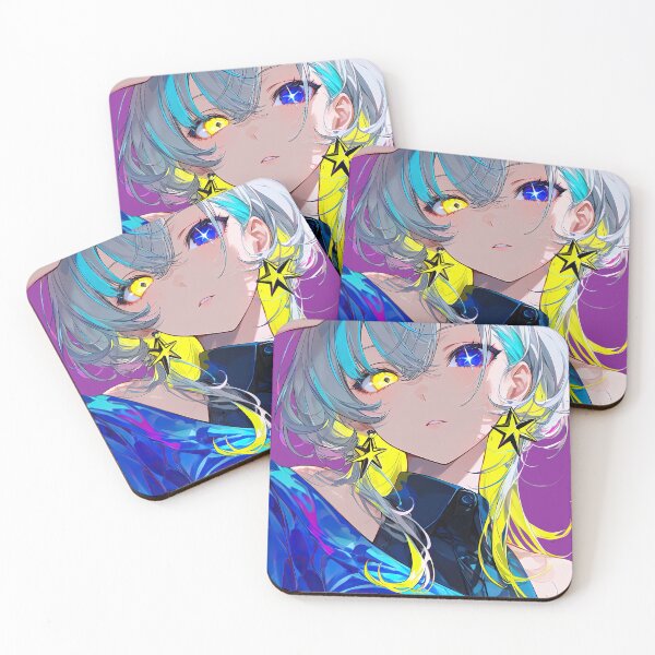 Item preview, Vibrant Heterochromia Anime Girl with Star Earrings and Neon Highlights designed and sold by Sergii Davydenko.