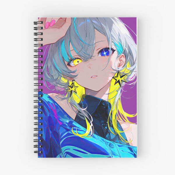 Item preview, Vibrant Heterochromia Anime Girl with Star Earrings and Neon Highlights designed and sold by Sergii Davydenko.