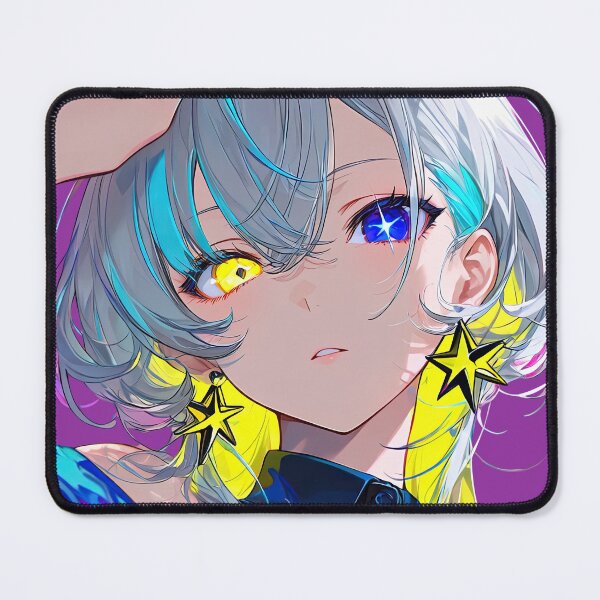Item preview, Vibrant Heterochromia Anime Girl with Star Earrings and Neon Highlights designed and sold by Sergii Davydenko.