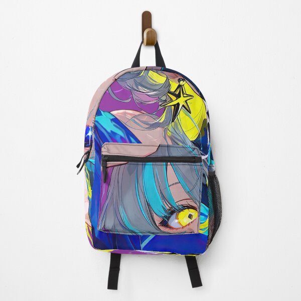 Item preview, Vibrant Heterochromia Anime Girl with Star Earrings and Neon Highlights designed and sold by Sergii Davydenko.