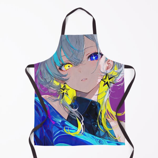 Item preview, Vibrant Heterochromia Anime Girl with Star Earrings and Neon Highlights designed and sold by Sergii Davydenko.