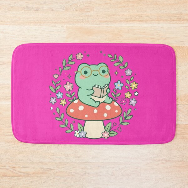 Item preview, Cute Kawaii Frog Reading Book on Mushroom - Cottagecore Aesthetic Art designed and sold by ZyloPrints.
