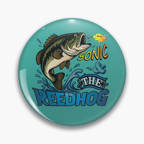 Item preview, Bass fishing Illustration in logo style with custom text "Sonic and the Reedhog". designed and sold by Art-Horizon.