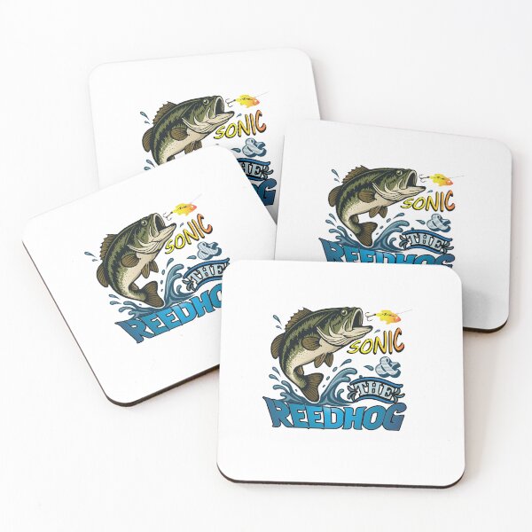 Item preview, Bass fishing Illustration in logo style with custom text "Sonic and the Reedhog". designed and sold by Art-Horizon.