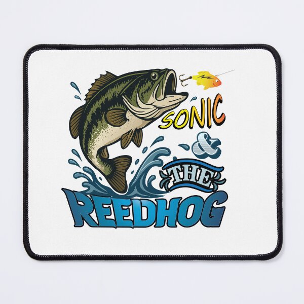 Item preview, Bass fishing Illustration in logo style with custom text "Sonic and the Reedhog". designed and sold by Art-Horizon.