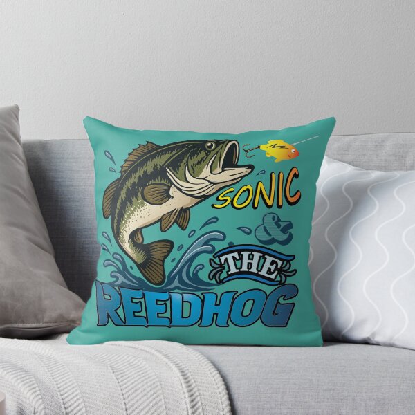 Item preview, Bass fishing Illustration in logo style with custom text "Sonic and the Reedhog". designed and sold by Art-Horizon.