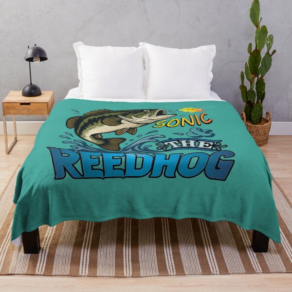 Item preview, Bass fishing Illustration in logo style with custom text "Sonic and the Reedhog". designed and sold by Art-Horizon.