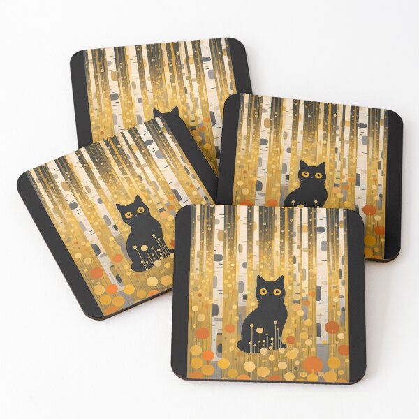 Item preview, Black Cat in Klimt-Inspired Autumn Forest  designed and sold by PurrfectHome.