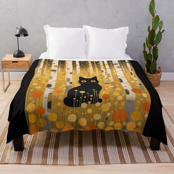 Item preview, Black Cat in Klimt-Inspired Autumn Forest designed and sold by PurrfectHome.
