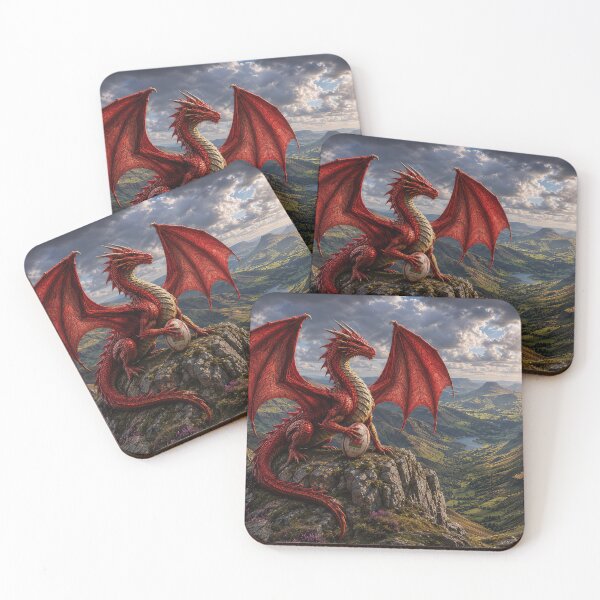 Item preview, Red dragon over the Welsh landscape designed and sold by thewandswant.