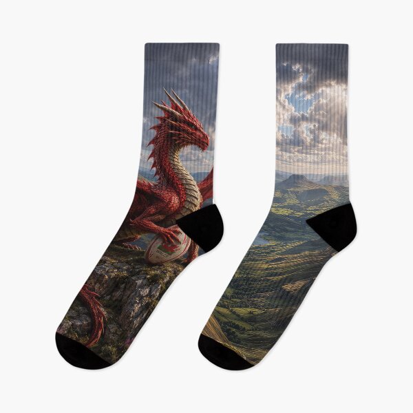 Item preview, Red dragon over the Welsh landscape designed and sold by thewandswant.