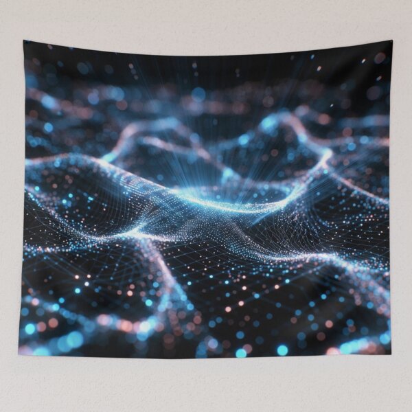 Item preview, Blue Neon Wireframe Cyber Waves designed and sold by IntelliMindDesigns.