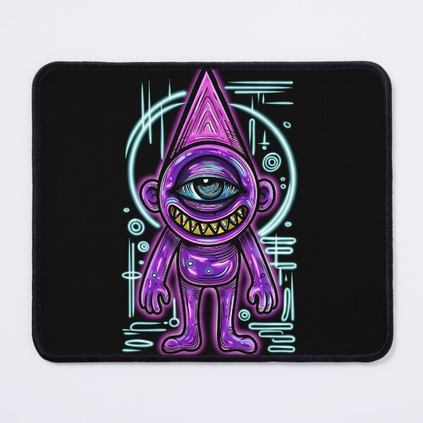 Item preview, Purple Cyclops Monster Neon Cartoon – One-Eyed Alien with Pointed Hat designed and sold by CinthyaNovae.