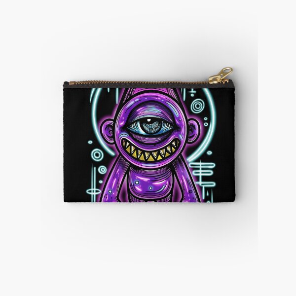 Item preview, Purple Cyclops Monster Neon Cartoon – One-Eyed Alien with Pointed Hat designed and sold by CinthyaNovae.