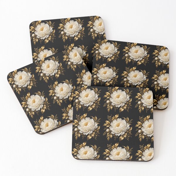 Item preview, White Peony IV – Midnight Blossom | Luxury Botanical Floral Art designed and sold by Ambrozja.