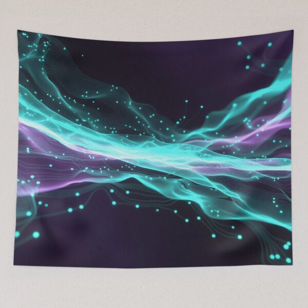Item preview, Cyan Purple Flowing Energy Waves designed and sold by IntelliMindDesigns.