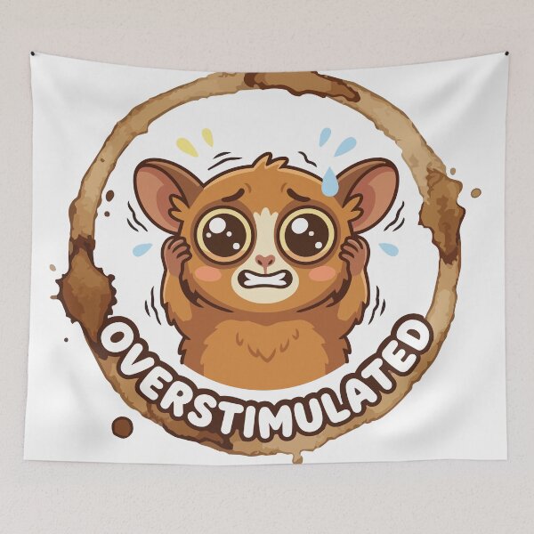 Item preview, Overstimulated Tarsier Funny Coffee Stain Kawaii designed and sold by Arc2020.