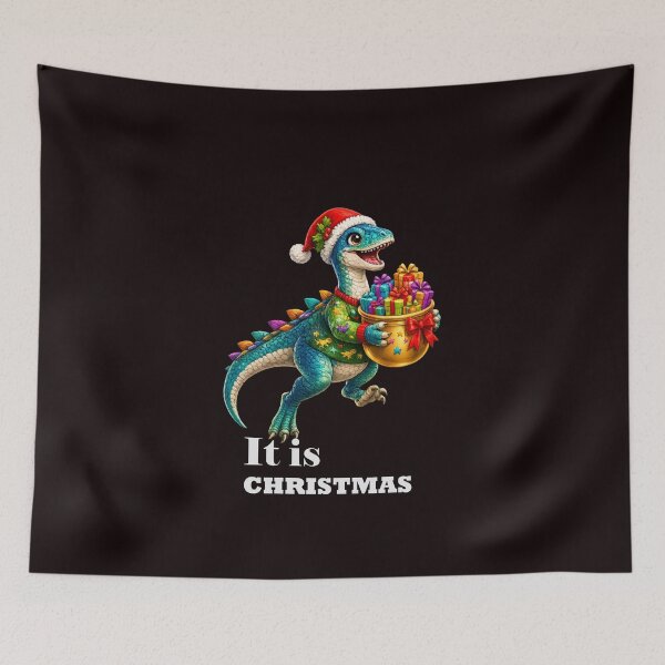 Item preview, Christmas Velociraptor with Gift Pot designed and sold by annenambiro.