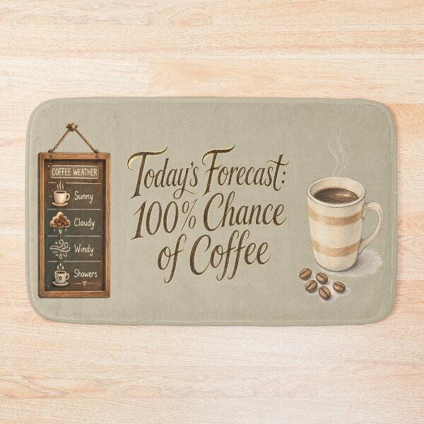 Item preview, Today's Forecast: 100% Chance of Coffee designed and sold by ZHD Home Decor - Apparel - Accessories.