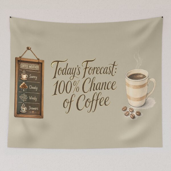 Item preview, Today's Forecast: 100% Chance of Coffee designed and sold by ZanyPaintbrush.