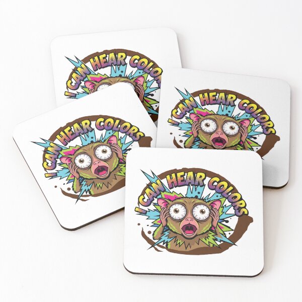 Item preview, I Can Hear Colors Tarsier Pop Art Coffee Meme designed and sold by Arc2020.