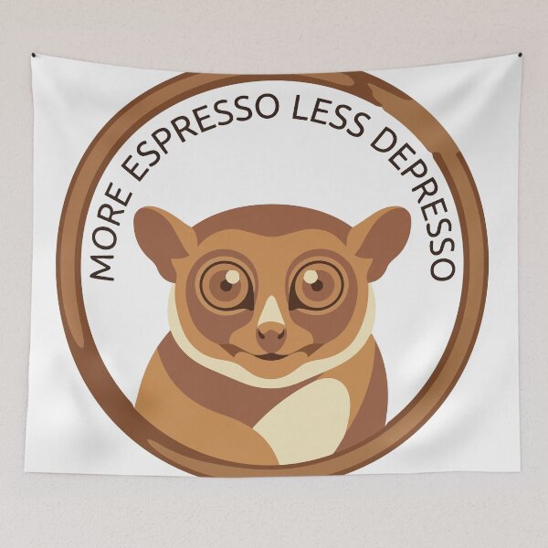 Item preview, More Espresso Less Depresso Tarsier Minimalist Coffee designed and sold by Arc2020.