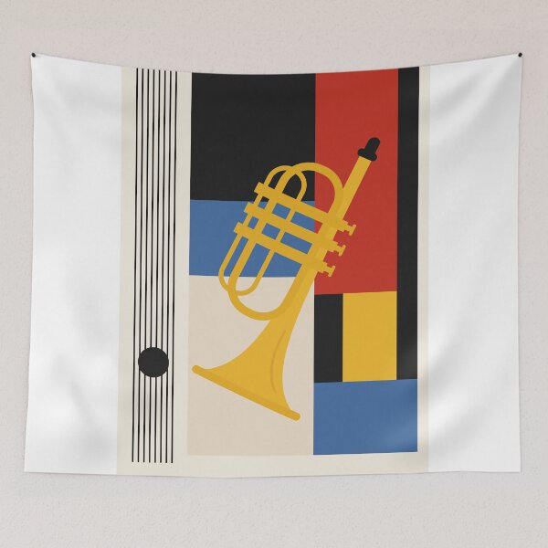 Item preview, Bauhaus Trumpet Art | Minimalist Geometric Music Print| Mid-Century Modern Jazz Print designed and sold by Studio pod Burom.