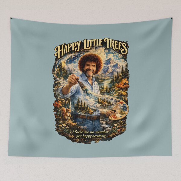 Item preview, Bob Ross Inspired Happy Little Trees Landscape Painting designed and sold by karamram.
