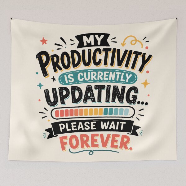 Item preview, My Productivity Is Currently Updating Funny Quote Sticker | Cute Productivity Humor Typography designed and sold by MCV-Designs.