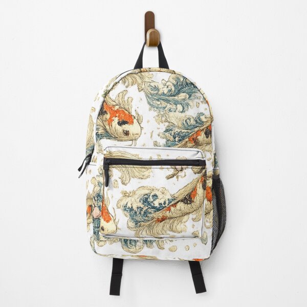 Item preview, Japanese Koi Fish Seamless Pattern | Traditional Sakura & Ocean Waves Botanical Illustration designed and sold by AvalonTshirts.