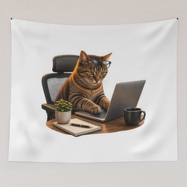 Item preview, Professional Cat Working on Laptop designed and sold by Snurly.