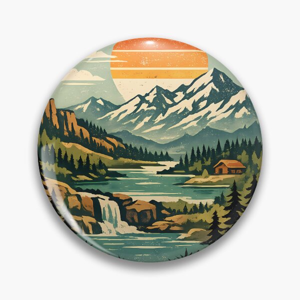 Artikelvorschau, Vintage Bergflusslandschaft Retro Nationalpark Klassisches T-Shirt entworfen und verkauft von Unica_designs.