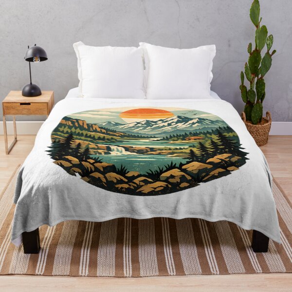 Artikelvorschau, Vintage Bergflusslandschaft Retro Nationalpark Klassisches T-Shirt entworfen und verkauft von Unica_designs.