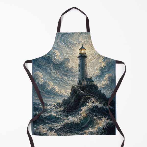 Item preview, Golden Lighthouse on Stormy Ocean Painting designed and sold by Rahma-yehia23.