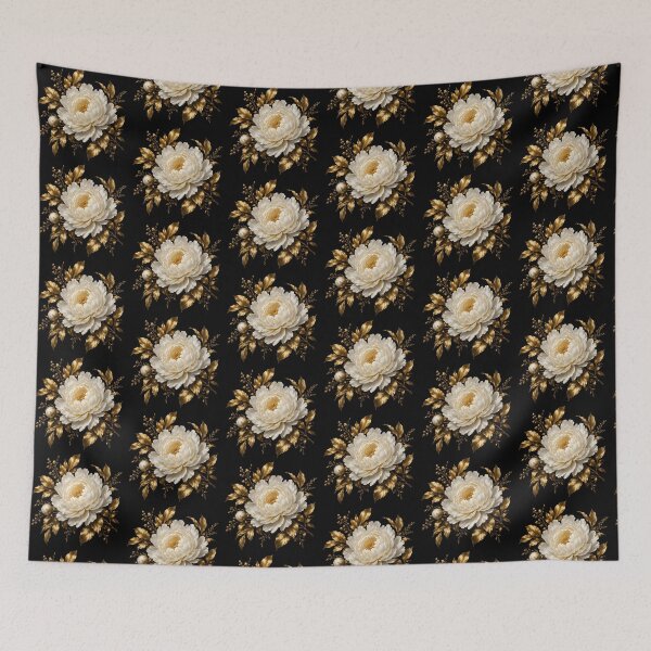 Item preview, White Peony II – Golden Bloom | Luxury Botanical Floral Art designed and sold by Ambrozja.