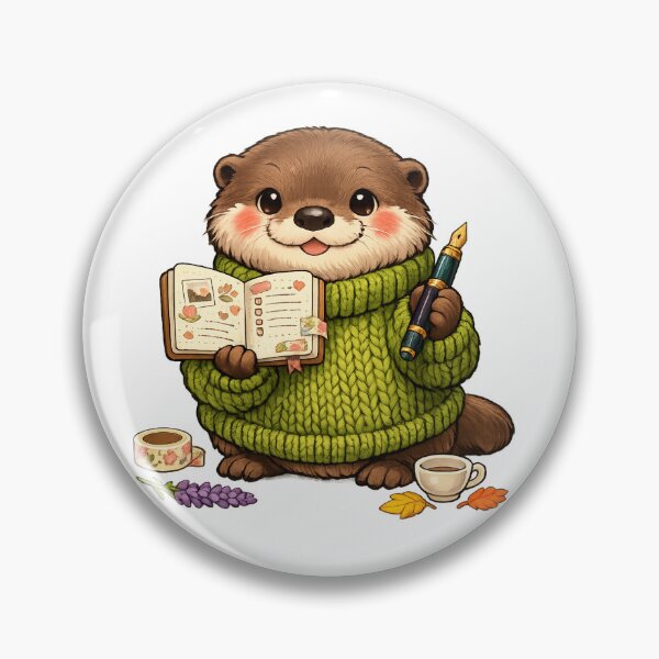 Artikelvorschau, Bullet-Journal-Otter | Minimalistische, gemütliche Schreibwarenillustration entworfen und verkauft von Cozy Art for Cozy Souls.