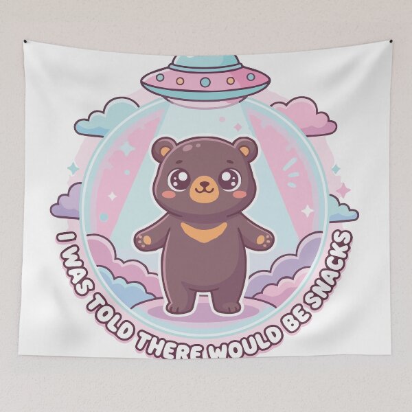 Item preview, Snacks Kawaii Sun Bear UFO Abduction Meme designed and sold by Arc2020.