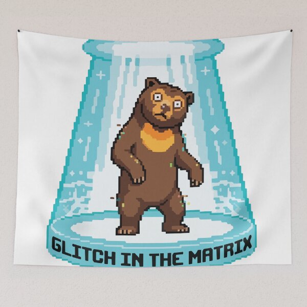 Item preview, Glitch In The Matrix Pixel Art Sun Bear UFO designed and sold by Arc2020.