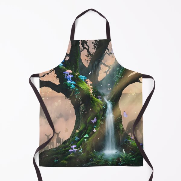 Item preview, Magical Enchanted Tree with Waterfall | Fantasy Forest Art designed and sold by DreamyWallVibes.