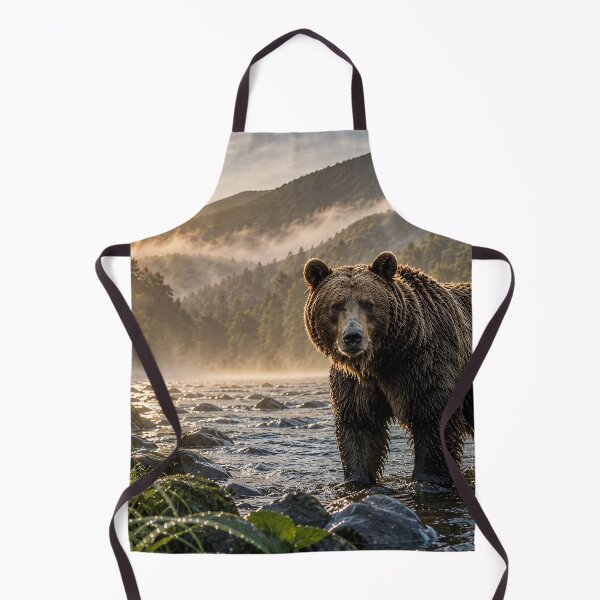 Item preview, Majestic Brown Bear in Mountain River | Realistic Wildlife Art | Bieszczady Forest designed and sold by JMDG Studio.