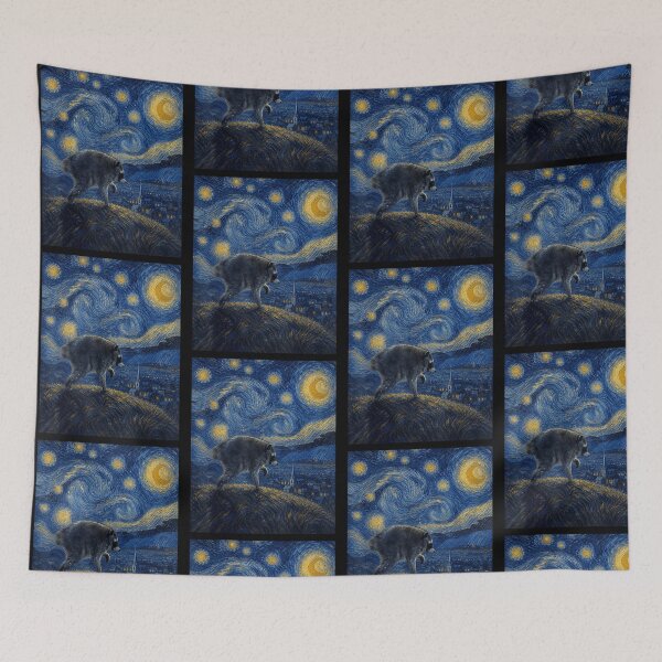 Item preview, Jimothy Raccoon Starry Night Seattle WA Funny Art designed and sold by ostenlee.
