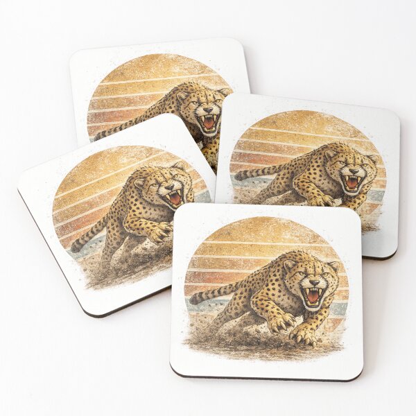 Item preview, Vintage Charging Cheetah Retro Sunset T-Shirt Design designed and sold by nature's world.