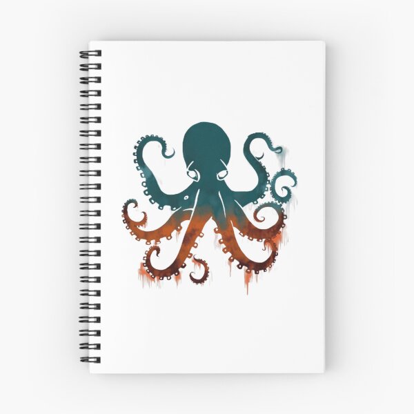 Item preview, Teal Orange Watercolor Octopus Tentacles Illustration designed and sold by ByKayaPrints.