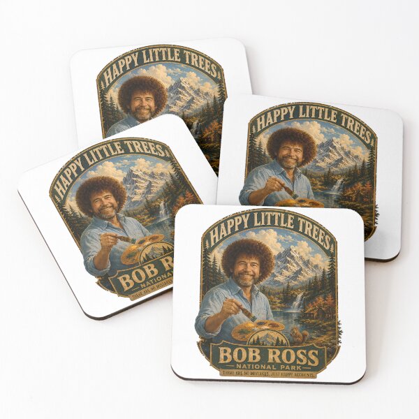 Item preview, Bob Ross National Park – Happy Little Trees Vintage Poster designed and sold by karamram.