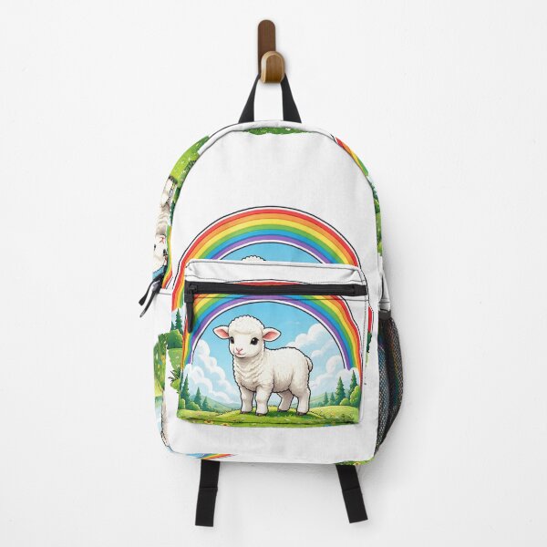 Item preview, Lamb standing on a hill beneath a rainbow designed and sold by DVerse Studio.