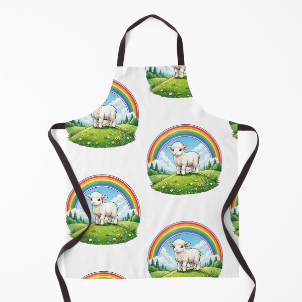 Item preview, Lamb standing on a hill beneath a rainbow designed and sold by DVerse Studio.